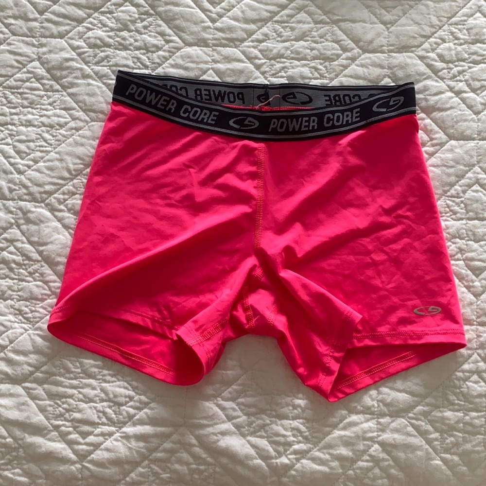 Hot pink compression shorts